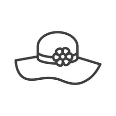 Sombrero de verano de mujer con flor con lineas en color gris