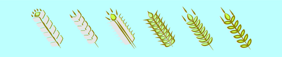 set of wheat ear cartoon icon design template with various models. vector illustration isolated on blue background