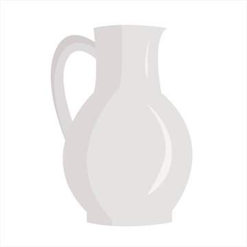 white jug isolated on a white background. A pitcher for water, milk, and lemonade. Tableware for drinks