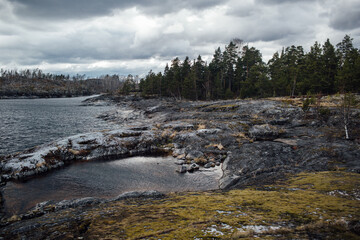 Stone island in the cloudy day