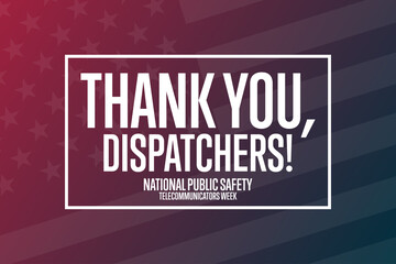 National Public Safety Telecommunicators Week. Second Week in April. Holiday concept. Template for background, banner, card, poster with text inscription. Vector EPS10 illustration.