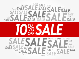 10% OFF Sale word cloud collage, business concept background