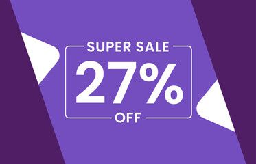 Super Sale 27% Off Banner, Sale tag 27% off vector illustration