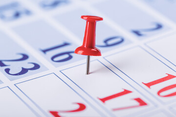 calendar and marked the date the red pushpin