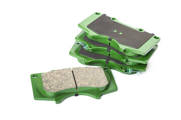 New brake pads on white background isolated object