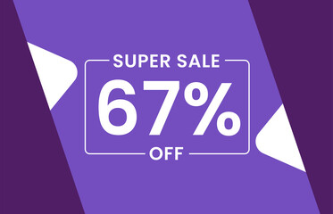 Super Sale 67% Off Banner, Sale tag 67% off vector illustration