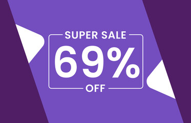 Super Sale 69% Off Banner, Sale tag 69% off vector illustration