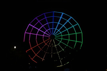 the colorful Ferris wheel motion at night