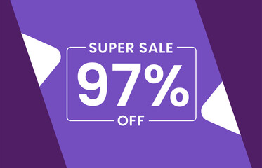 Super Sale 97% Off Banner, Sale tag 97% off vector illustration