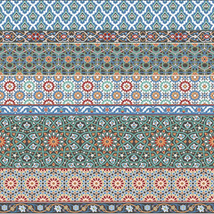 Arabic decorative azulejos  tiles patchwork islamic style vector seamless pattern mosaic 