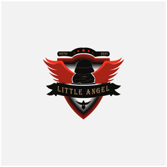 Naklejka premium Little angel logo design, illustration