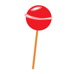 Red lollipop. Isolated element on white background. Vector illustration. Candy for children.
