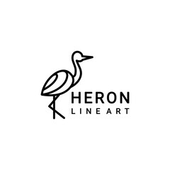 Logo Design Vector is created in the style of line art which forms Heron  Crane Flying