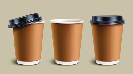 Disposable paper coffee cup. Plastic cup. vector illustration.