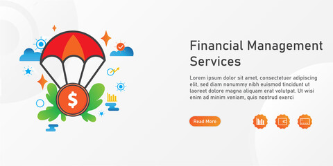 financial management  Landing page template. creative website template designs. editable Vector illustration.