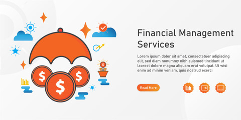 financial security Landing page template. creative website template designs. editable Vector illustration.