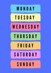 Days of the Week Poster blue background