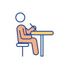 Fototapeta premium New seating plans RGB color icon. One-seat table. Cafe, restaurant. Seating capacity. Socially distanced seating. Business opening rules. Coronavirus restrictions. Isolated vector illustration