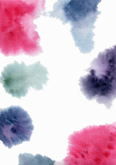 Picturesque watercolor stains. Deep pink and purple. Suitable for use as a background for lettering, text, postcards and more