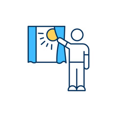 Daylighting therapy RGB color icon. Natural light exposure. Handling with stress and anxiety. Photodynamic therapy. Treatment for seasonal affective disorder. Isolated vector illustration