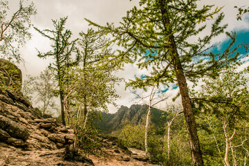Landscape view in Gorkhi Terelj National Park, Mongolia. July 2018.