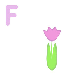 F - flower, letter alphabet for children