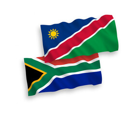 Flags of Republic of Namibia and Republic of South Africa on a white background