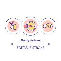 Nearsightedness concept icon. Vision condition idea thin line illustration. Blur with eyeglasses. Contact lenses and refractive surgery. Vector isolated outline RGB color drawing. Editable stroke