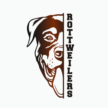Rottweilers Icon Illustration Vector Design. Doggy Sport Style College Letters. Skeleton Face Death Symbol.