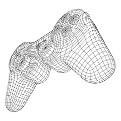Game controller or gamepad for videogames. Wireframe low poly mesh © newb1