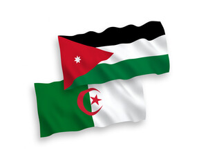 Flags of Hashemite Kingdom of Jordan and Algeria on a white background