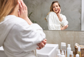 Portrait Of Young Lovely Female Enjoying Healthy Fresh Facial Skin