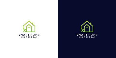 smart home logo design vector