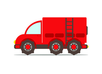 red fire truck, vector illustration on a white background 