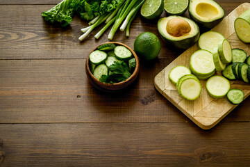 Vitamin diet with green vegetables and chickpea and grains in bowls