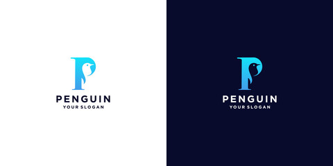 letter p penguin logo design