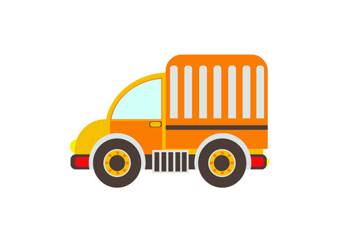 yellow truck, vector illustration on a white background 