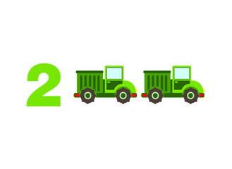 Naklejka premium numbers with examples with cars. educational page with mathematical numbers for children