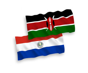 Flags of Paraguay and Kenya on a white background