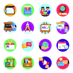 Obraz premium Flat Round Icons of Website Interface 
