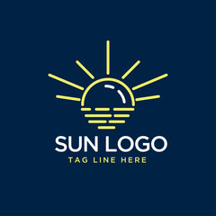 sun logo template icon sign symbol line and outline vector modern