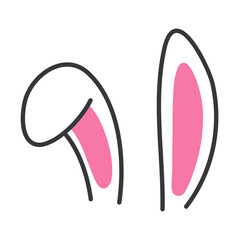 Fototapeta premium Vector flat variety of rabbit ears For decoration at a children's party on Easter.
