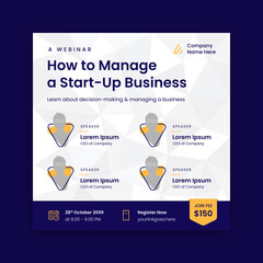 webinar square poster design template vector