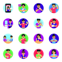 Fototapeta premium Flat Round Icons of Shopping 