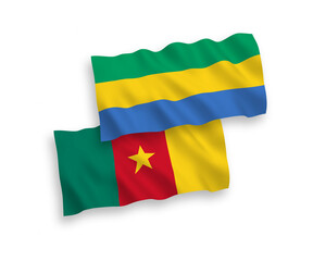 Flags of Cameroon and Gabon on a white background