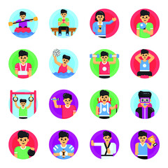 Fototapeta premium Pack of Sportsmen Flat Icons