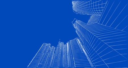 Fototapeta na wymiar city ​​abstract architecture 3d illustration background
