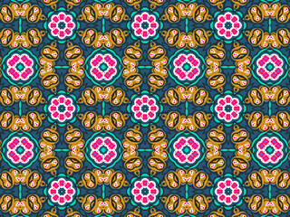 Wallpaper Geometric Ornament Abstract Pattern Green, Black, Blue, and Gold Yellow with Red Dots For print and Background. Geometric Tile Digital Paper.