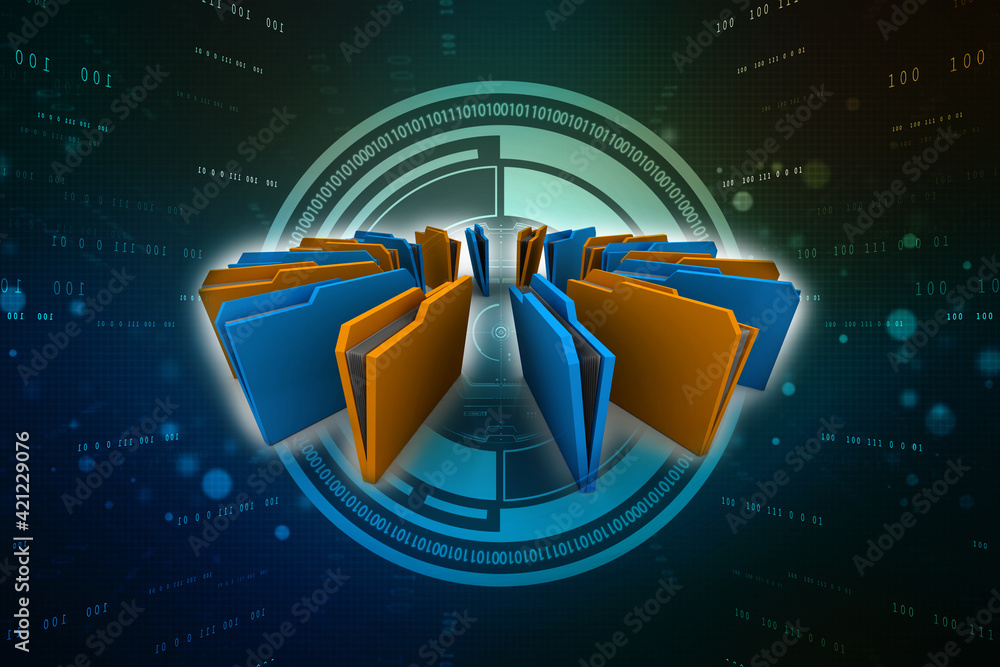 Aufkleber 3d rendering folder with documents
