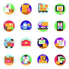 
Pack of Delivery Services Flat Rounded Icons 

